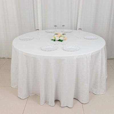 100% Cotton 120" Round Tablecloth White Linen - Seamless, Soft & Breathable Table Cover - Linen Luxes