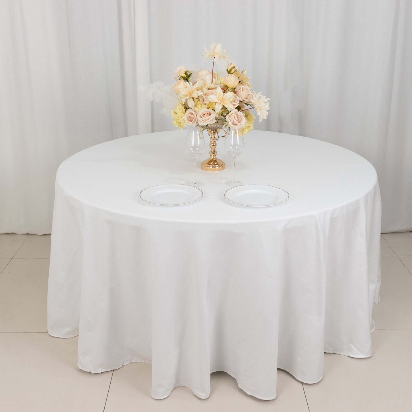 100% Cotton 120" Round Tablecloth White Linen - Seamless, Soft & Breathable Table Cover - Linen Luxes