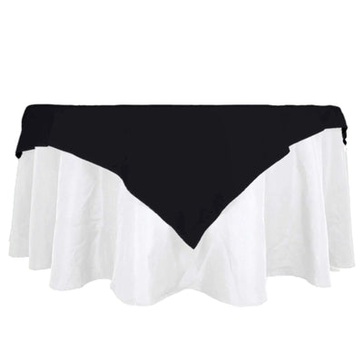 100% Cotton 54"x54" Table Overlay Square Tablecloth Black Linen - Soft & Breathable Fabric Table Topper