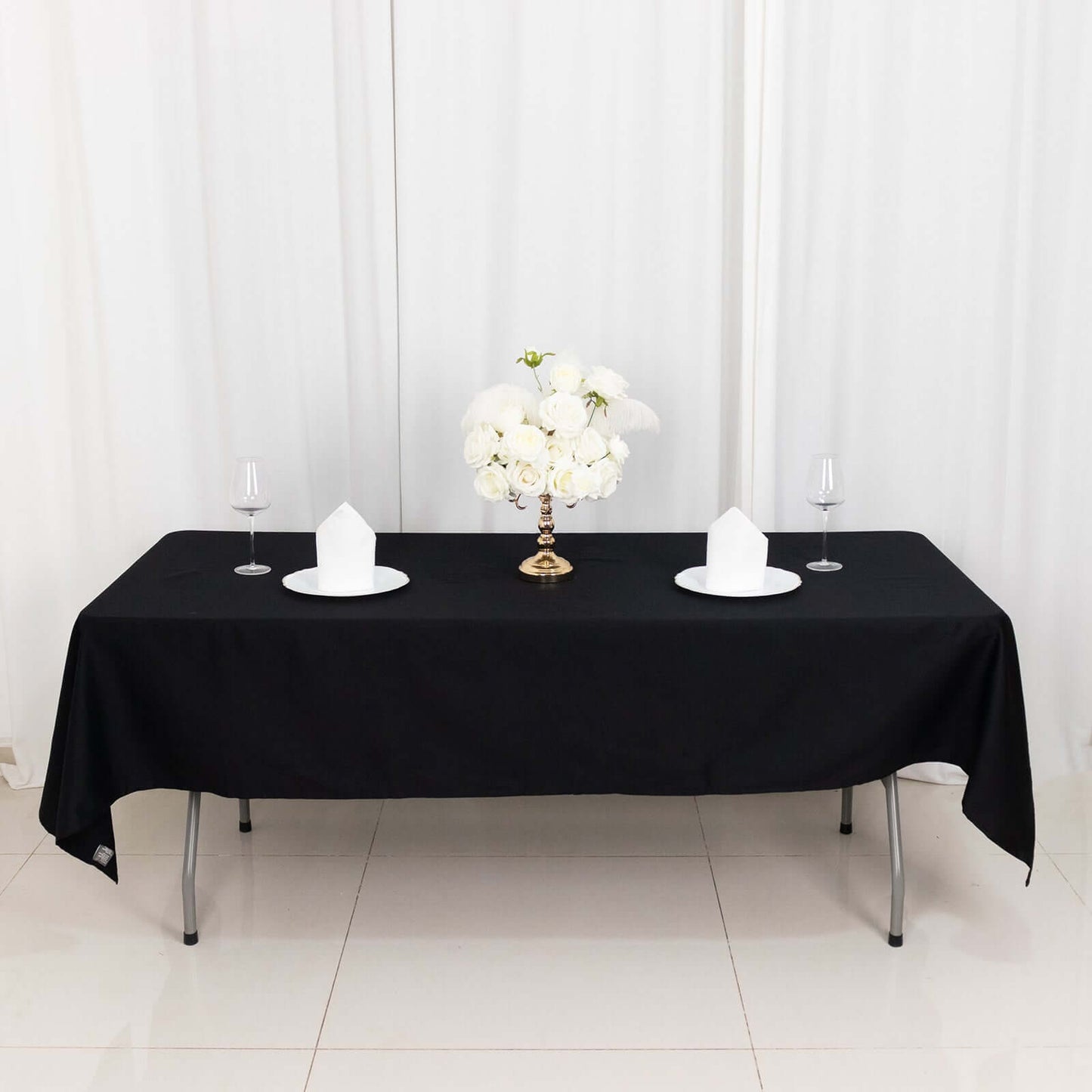100% Cotton 60"x102" Rectangle Tablecloth Black Linen - Soft & Breathable Table Cover - Linen Luxes