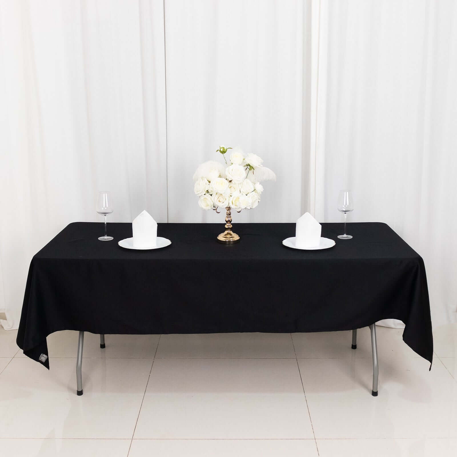 100% Cotton 60"x102" Rectangle Tablecloth Black Linen - Soft & Breathable Table Cover - Linen Luxes