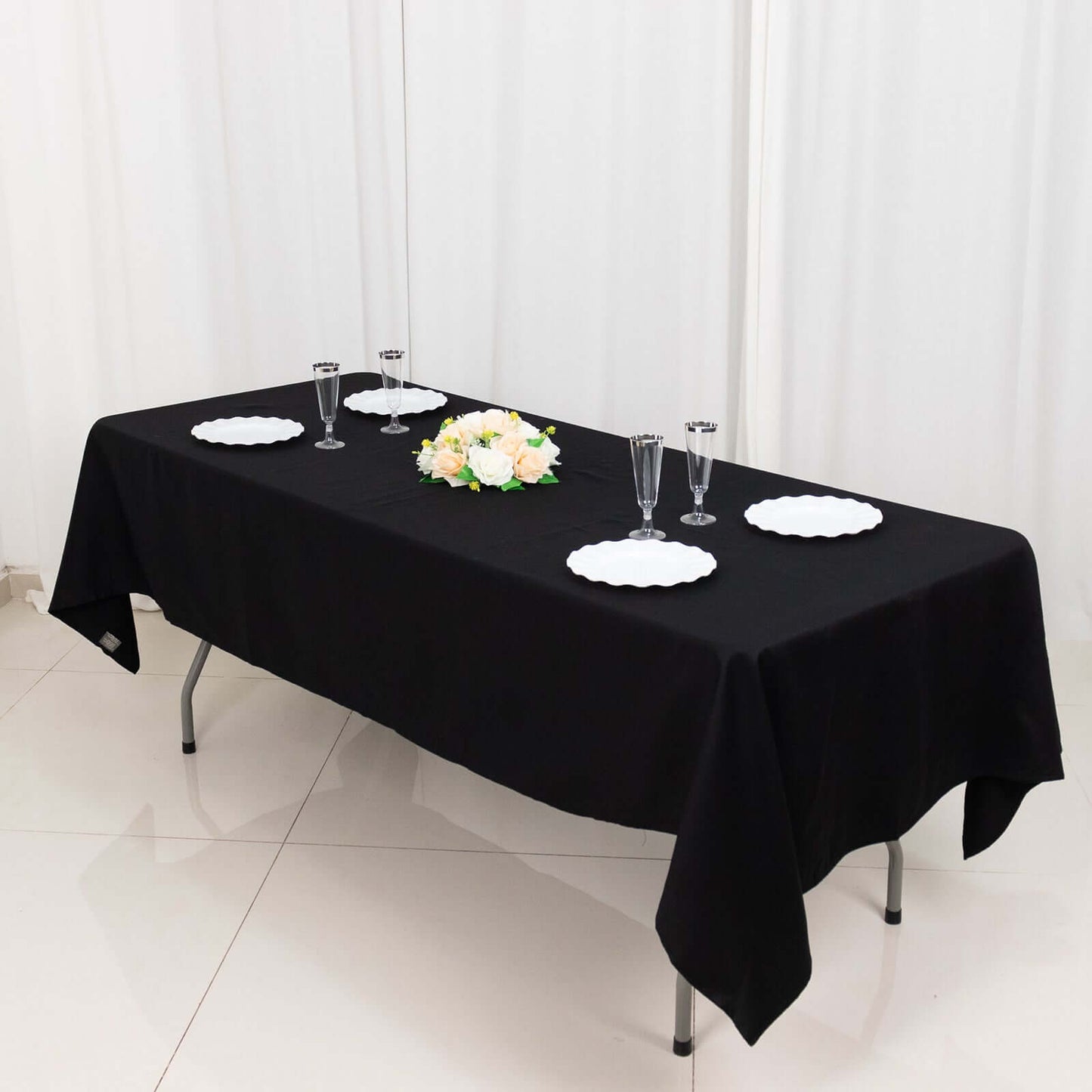100% Cotton 60"x102" Rectangle Tablecloth Black Linen - Soft & Breathable Table Cover - Linen Luxes