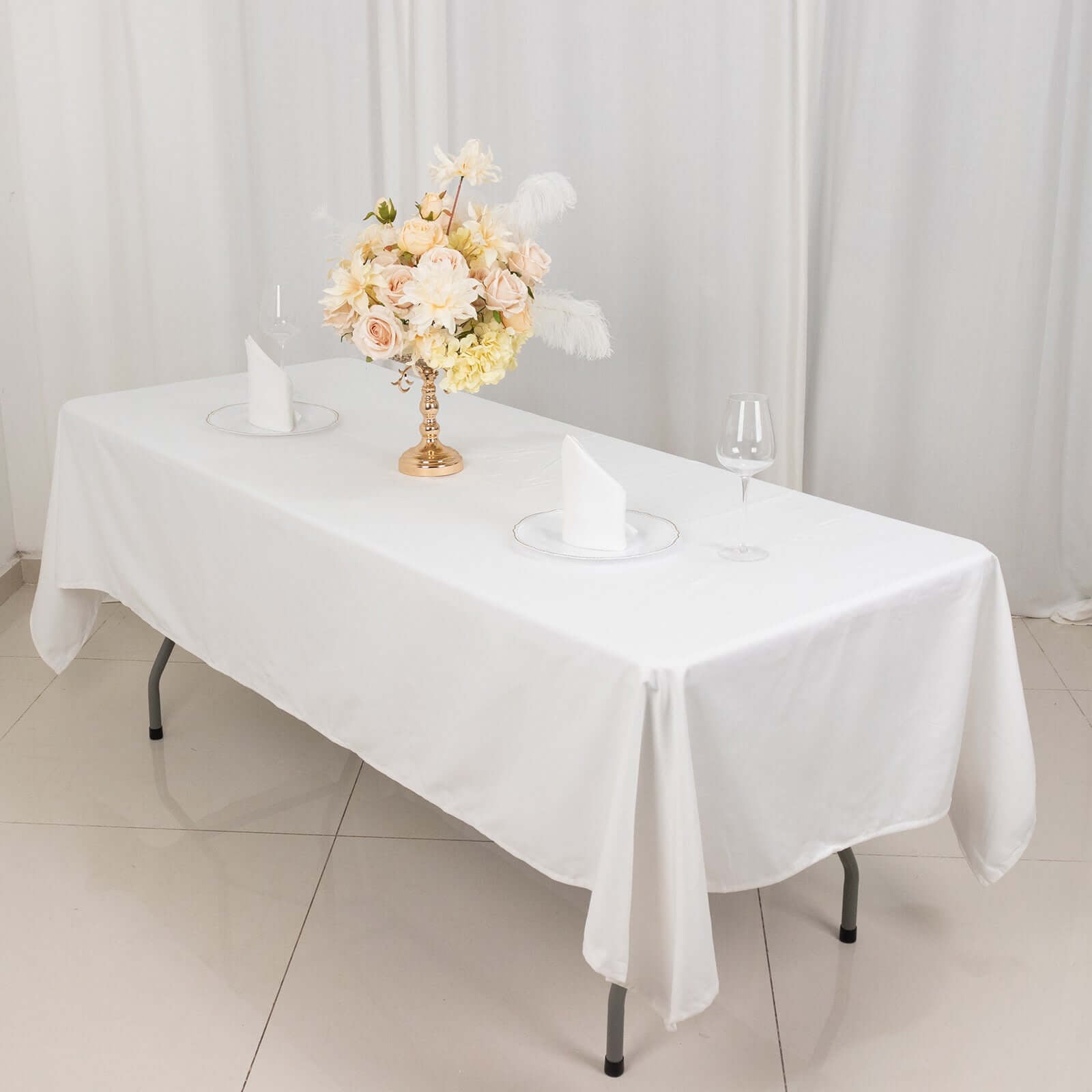 100% Cotton 60"x102" Rectangle Tablecloth White Linen - Soft & Breathable Table Cover - Linen Luxes