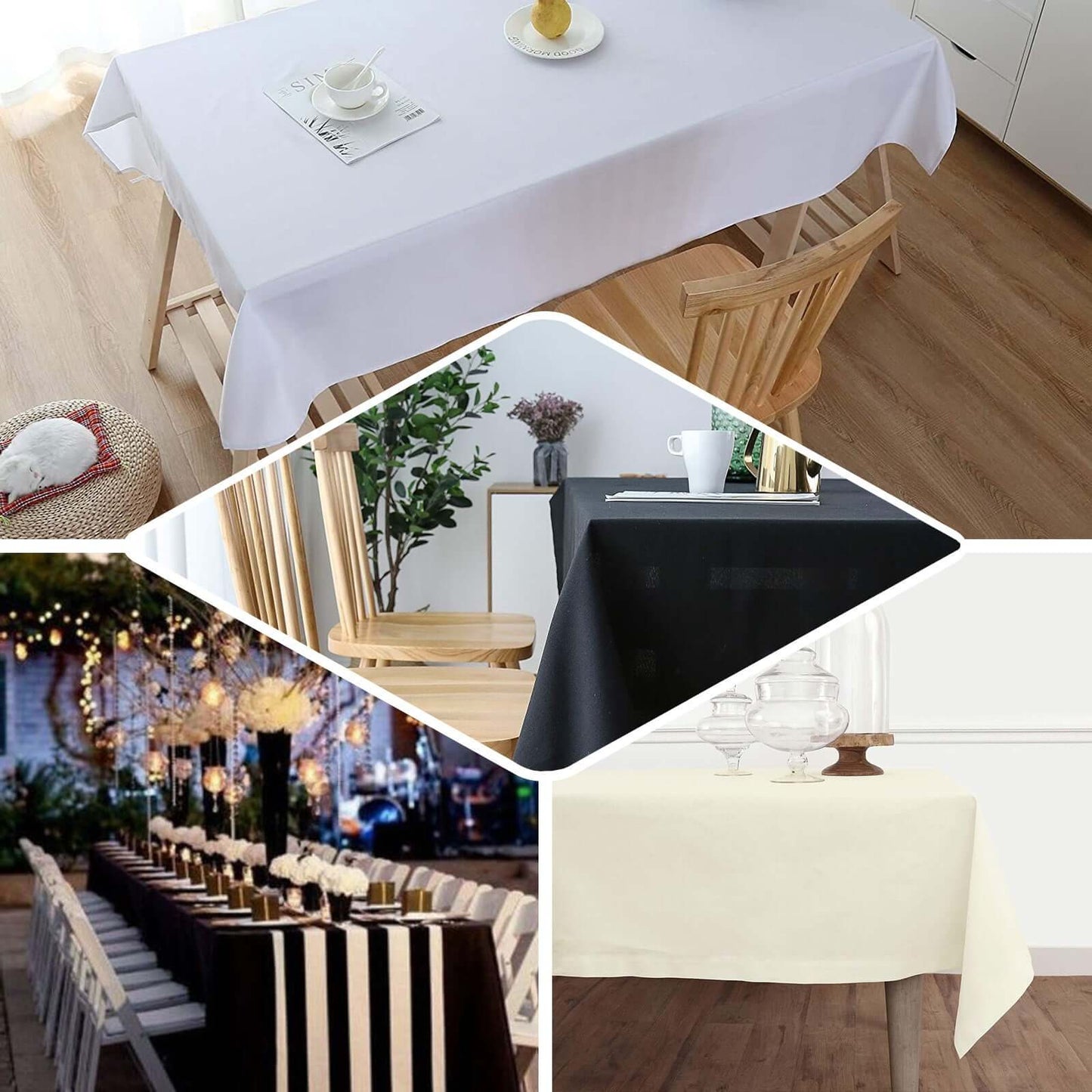 100% Cotton 60"x102" Rectangle Tablecloth White Linen - Soft & Breathable Table Cover - Linen Luxes