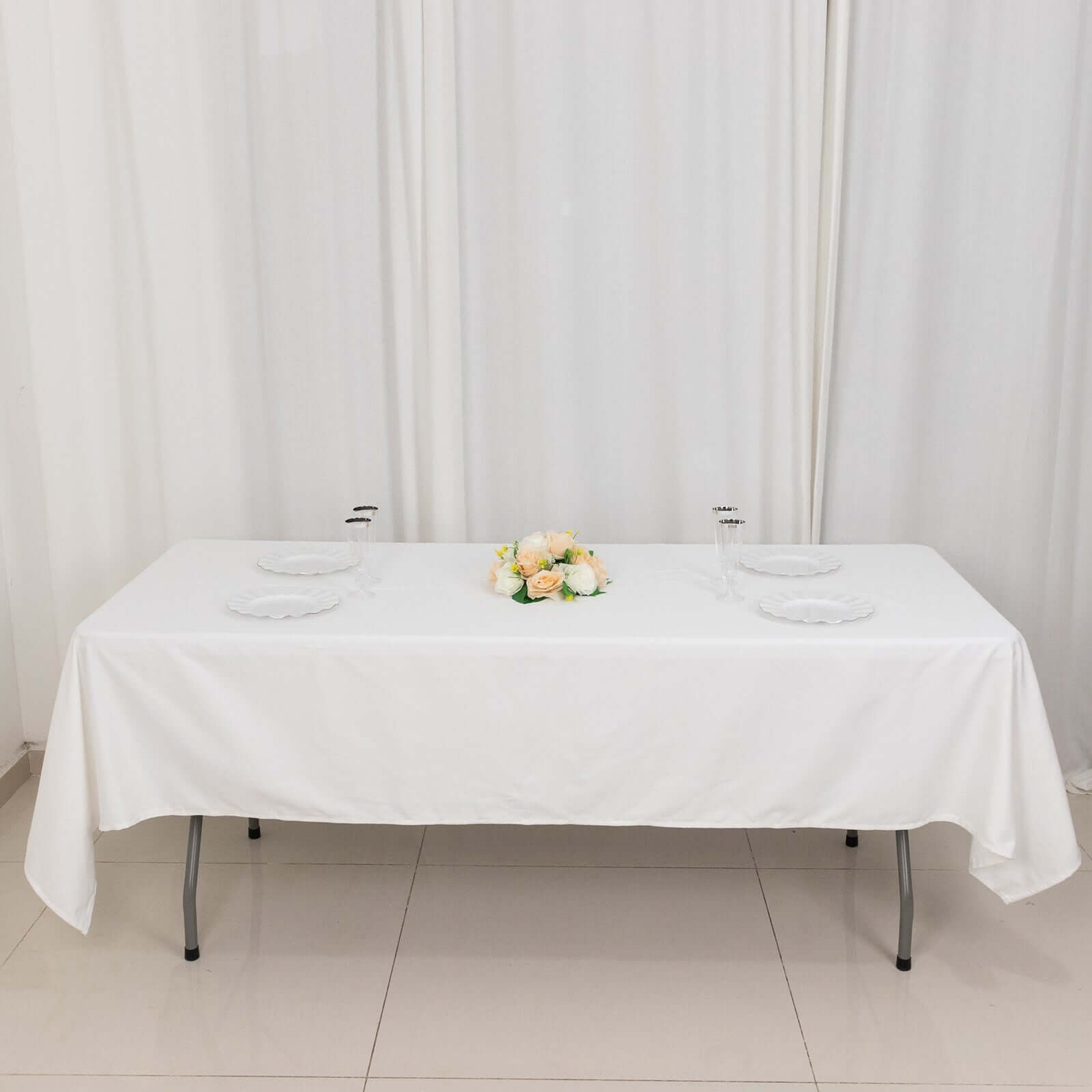 100% Cotton 60"x102" Rectangle Tablecloth White Linen - Soft & Breathable Table Cover - Linen Luxes