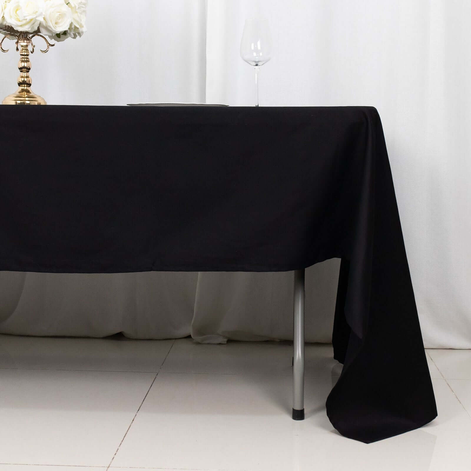 100% Cotton 60"x126" Rectangle Tablecloth Black Linen - Sophisticated, Soft & Breathable Table Cover - Linen Luxes