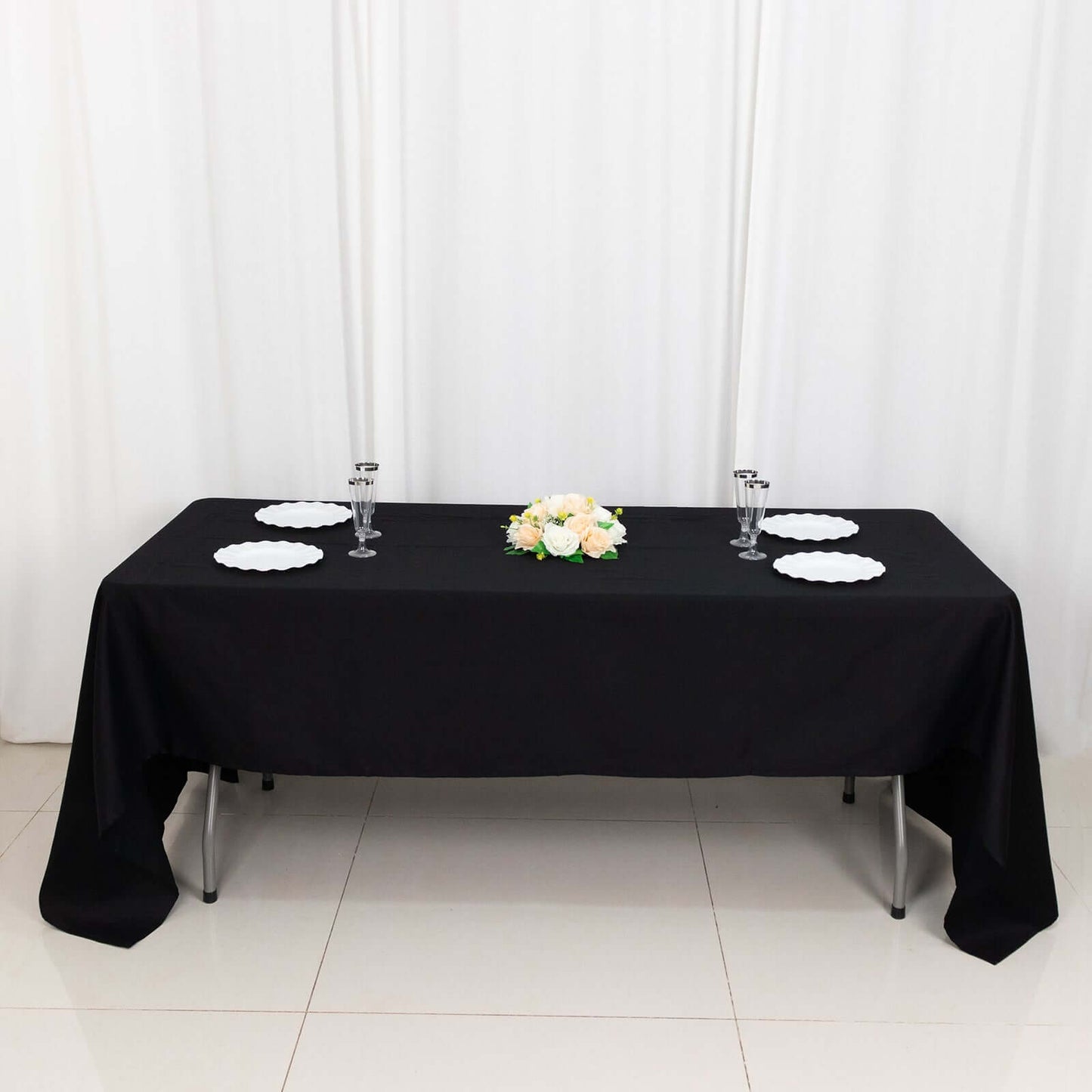 100% Cotton 60"x126" Rectangle Tablecloth Black Linen - Sophisticated, Soft & Breathable Table Cover - Linen Luxes