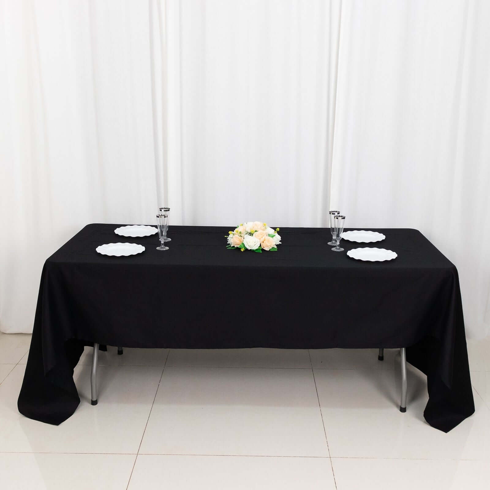 100% Cotton 60"x126" Rectangle Tablecloth Black Linen - Sophisticated, Soft & Breathable Table Cover - Linen Luxes