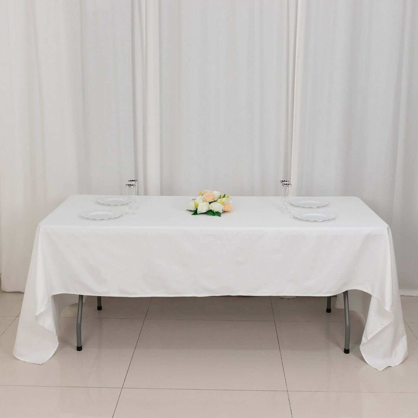 100% Cotton 60"x126" Rectangle Tablecloth White Linen - Sophisticated, Soft & Breathable Table Cover - Linen Luxes
