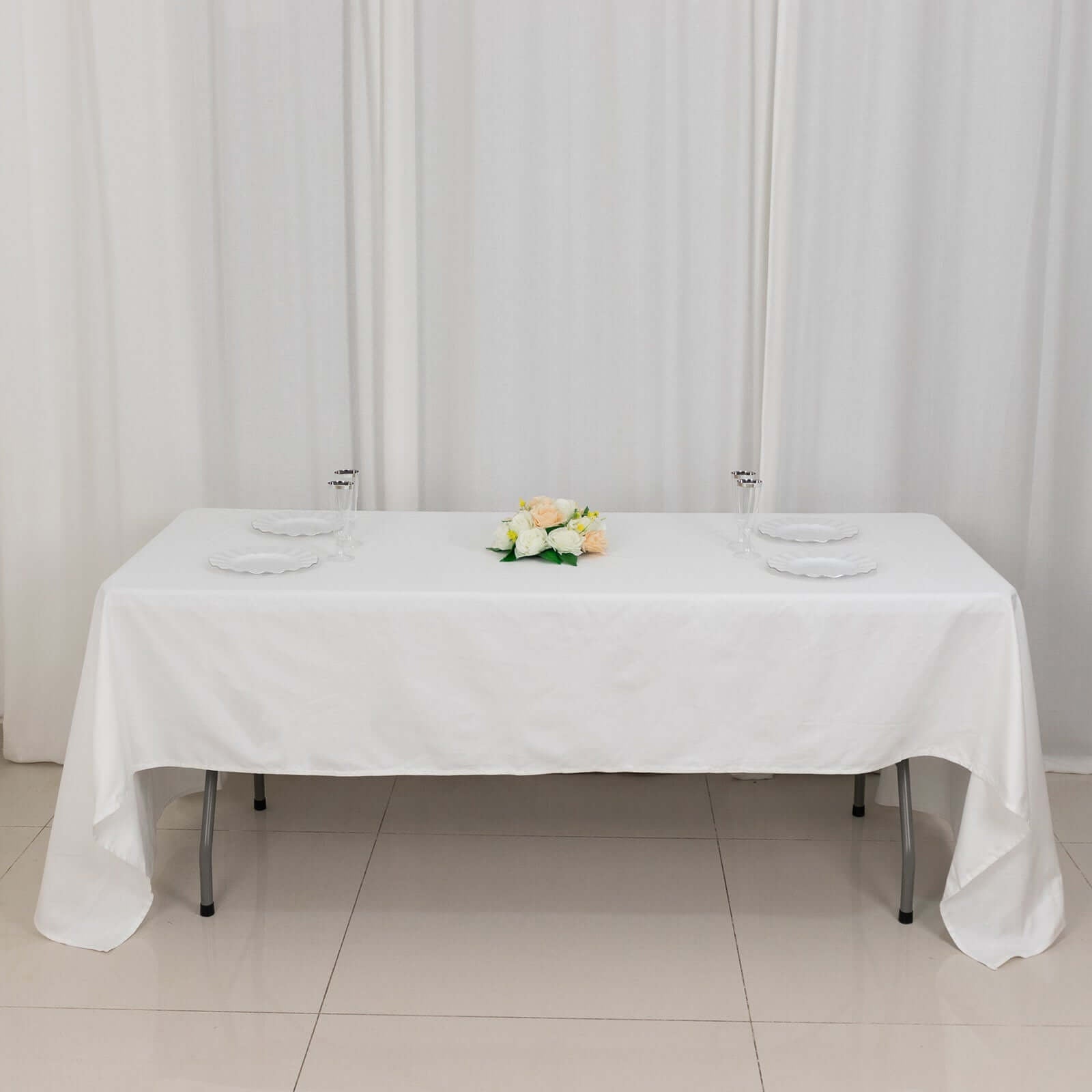 100% Cotton 60"x126" Rectangle Tablecloth White Linen - Sophisticated, Soft & Breathable Table Cover - Linen Luxes