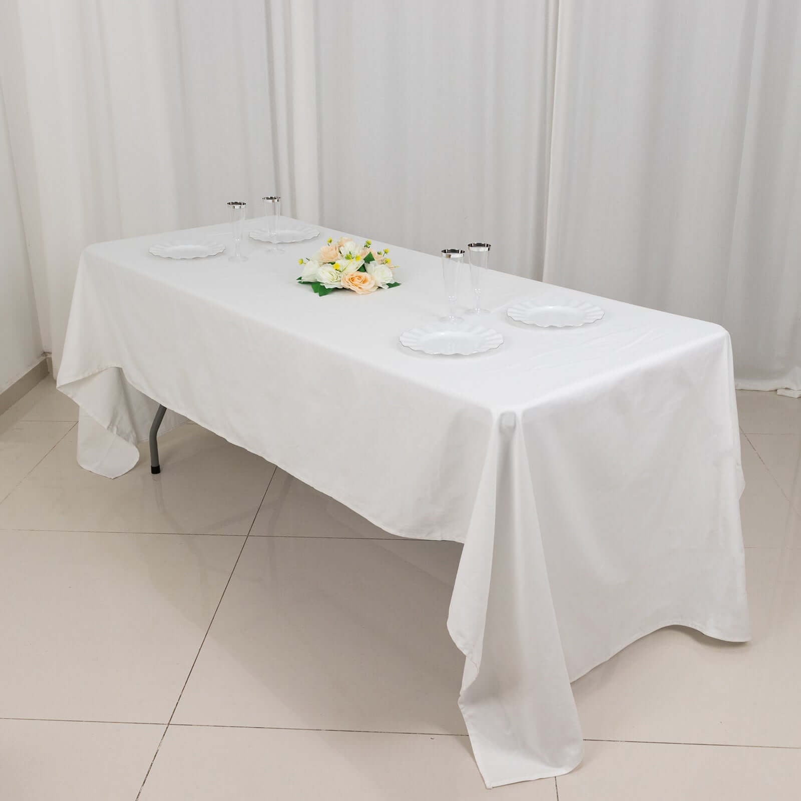 100% Cotton 60"x126" Rectangle Tablecloth White Linen - Sophisticated, Soft & Breathable Table Cover - Linen Luxes