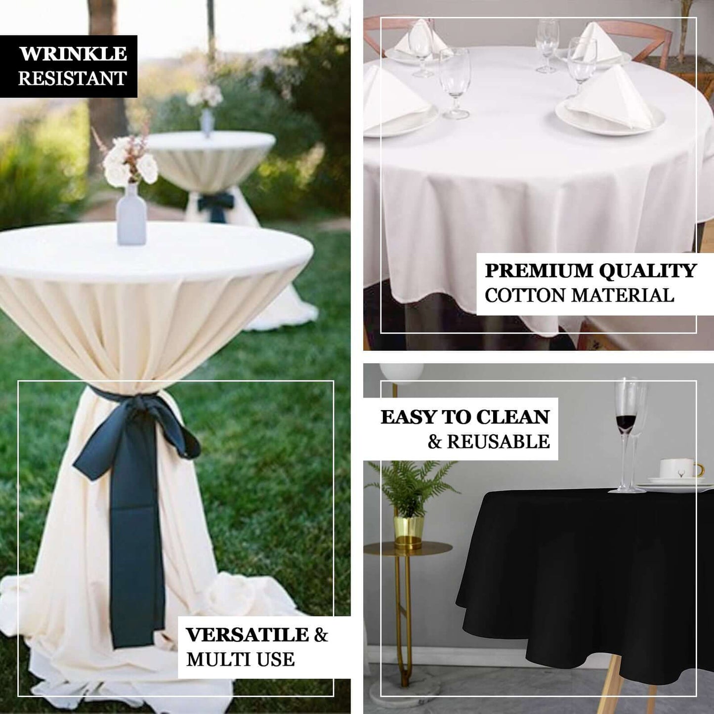 100% Cotton 70" Round Tablecloth White Linen - Sophisticated, Soft & Breathable Table Cover - Linen Luxes