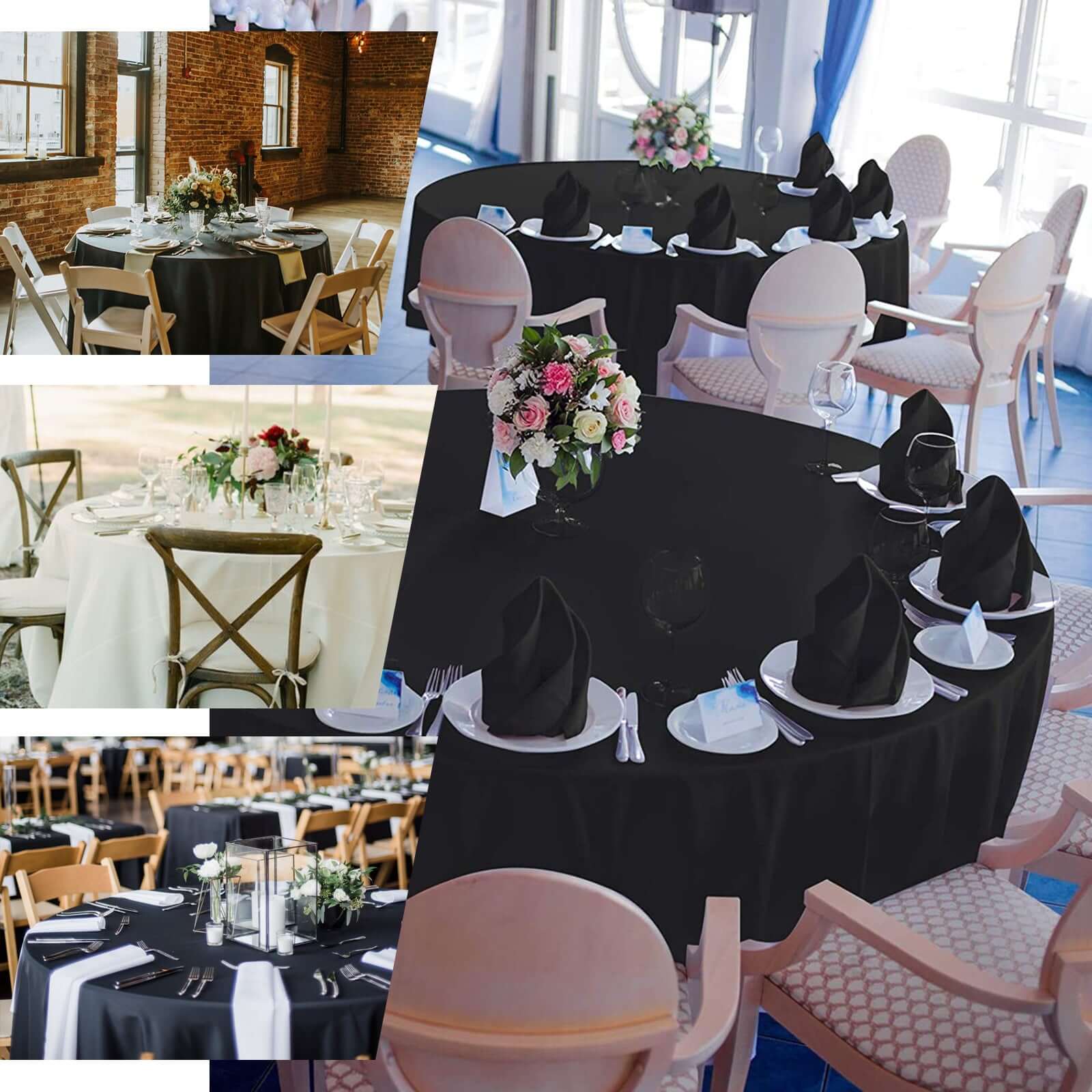 100% Cotton 90" Round Tablecloth Black Linen - Soft & Breathable Table Cover - Linen Luxes