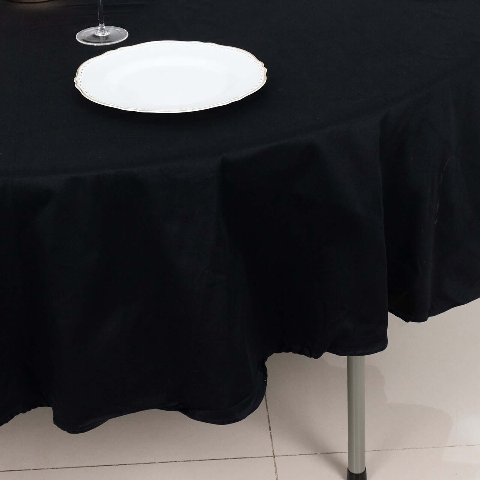 100% Cotton 90" Round Tablecloth Black Linen - Soft & Breathable Table Cover - Linen Luxes