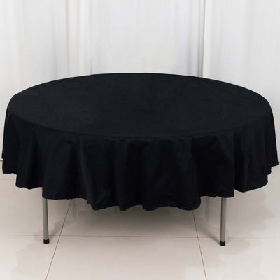 100% Cotton 90" Round Tablecloth Black Linen - Soft & Breathable Table Cover - Linen Luxes