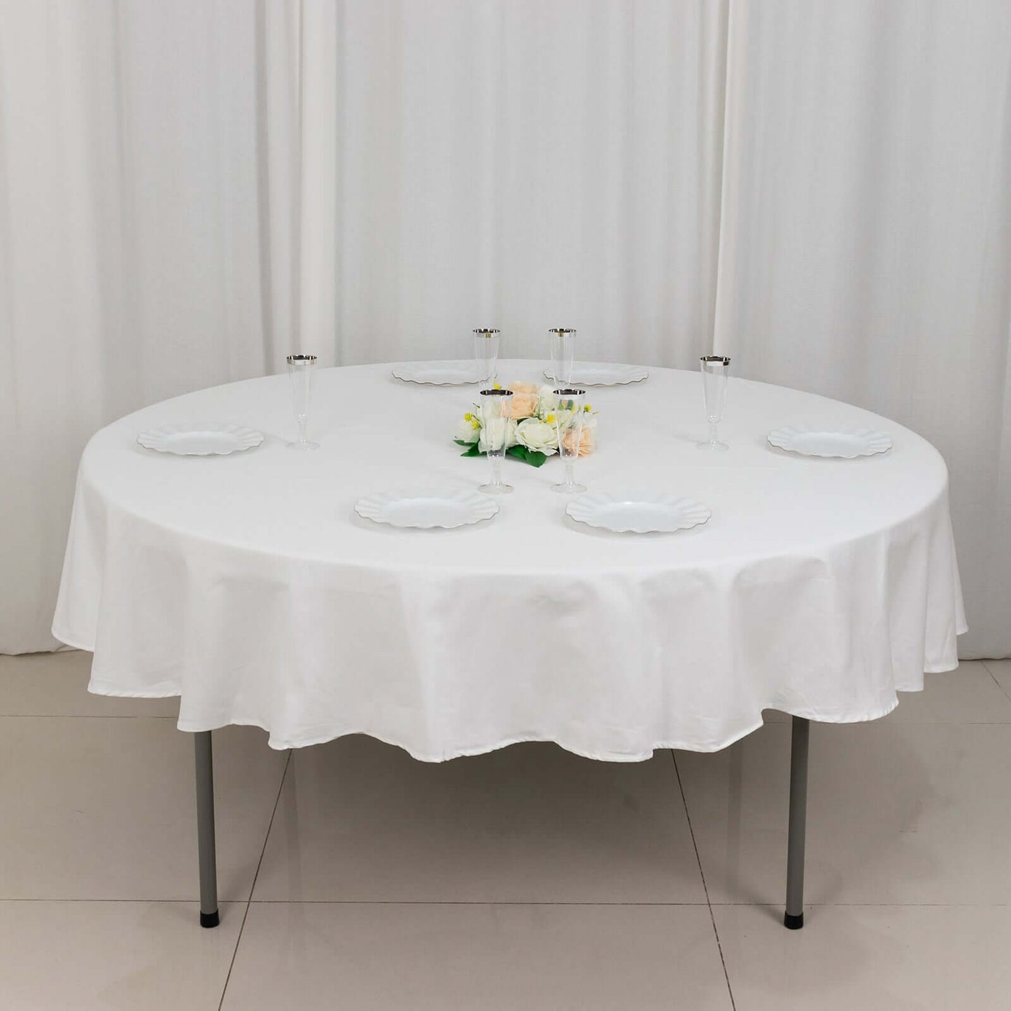 100% Cotton 90" Round Tablecloth White Linen - Sophisticated, Soft & Breathable Table Cover - Linen Luxes