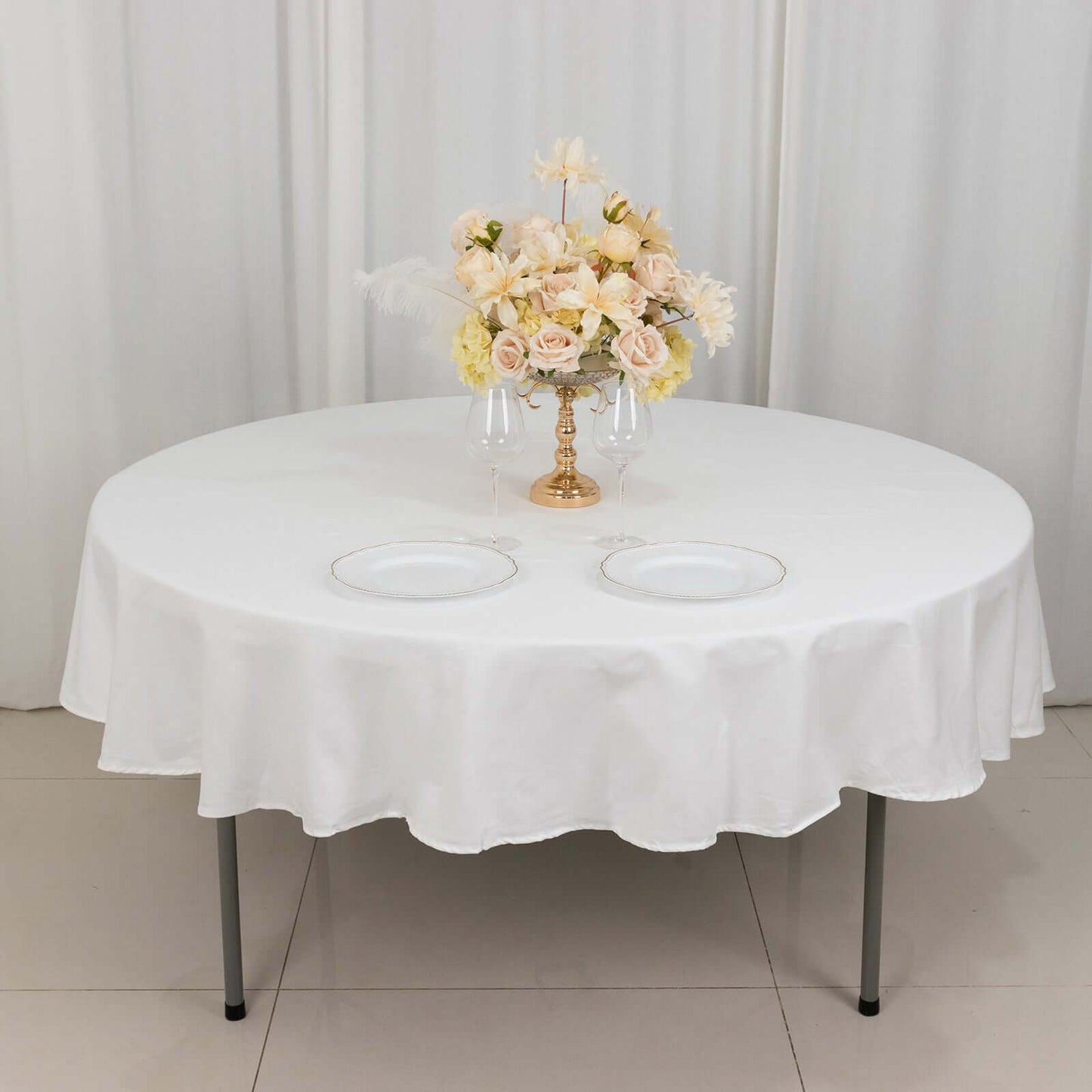 100% Cotton 90" Round Tablecloth White Linen - Sophisticated, Soft & Breathable Table Cover - Linen Luxes