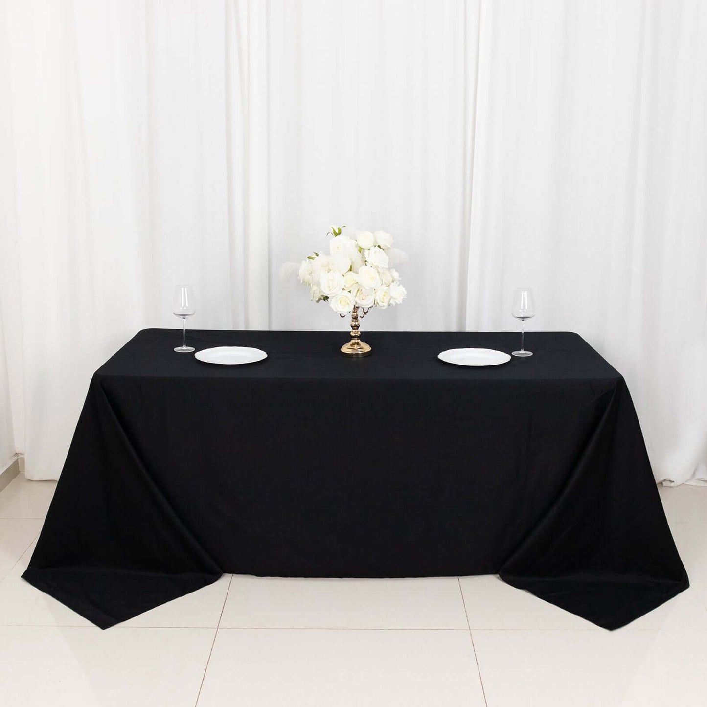 100% Cotton 90"x132" Rectangle Tablecloth Black Linen - Seamless, Soft & Breathable Table Cover - Linen Luxes