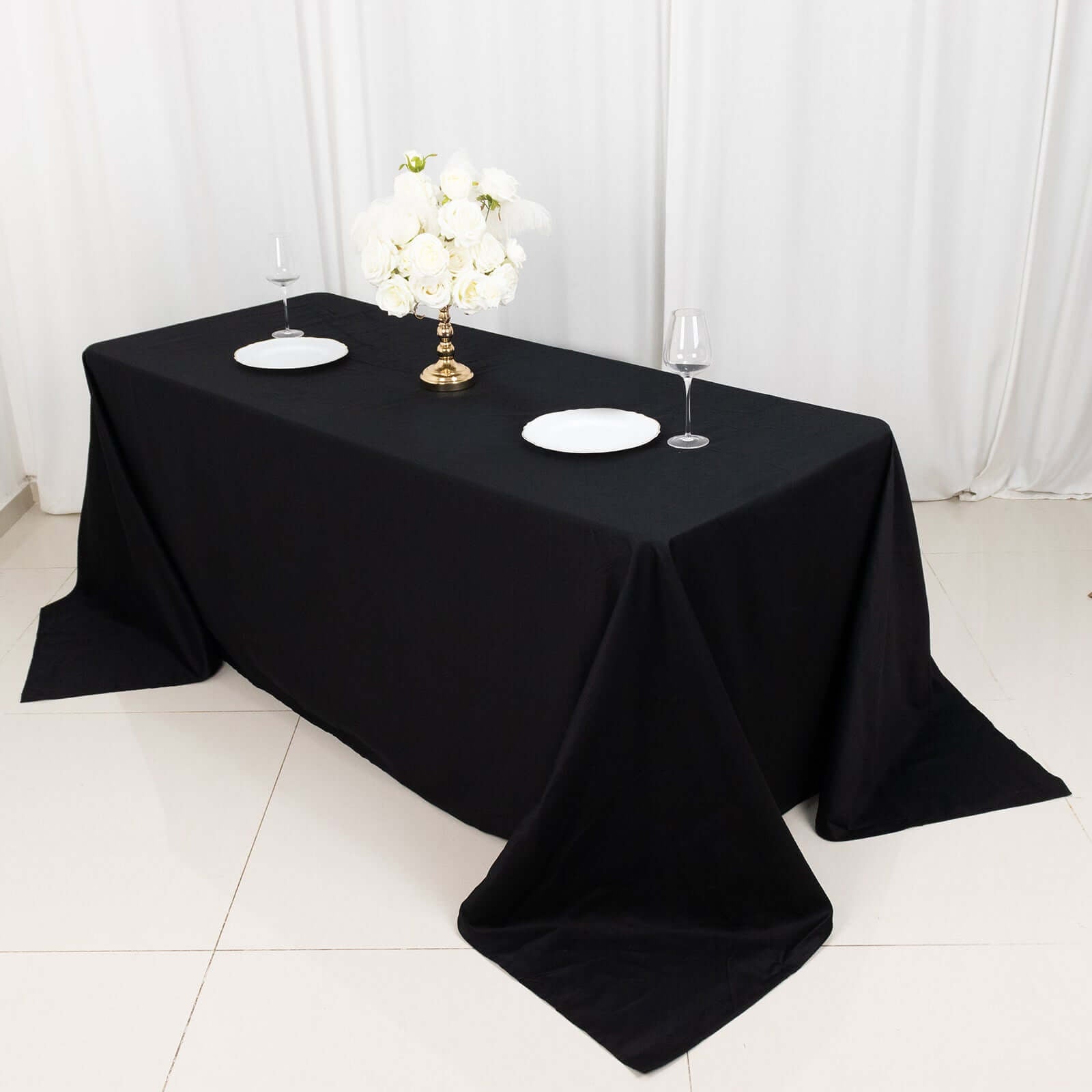 100% Cotton 90"x132" Rectangle Tablecloth Black Linen - Seamless, Soft & Breathable Table Cover - Linen Luxes