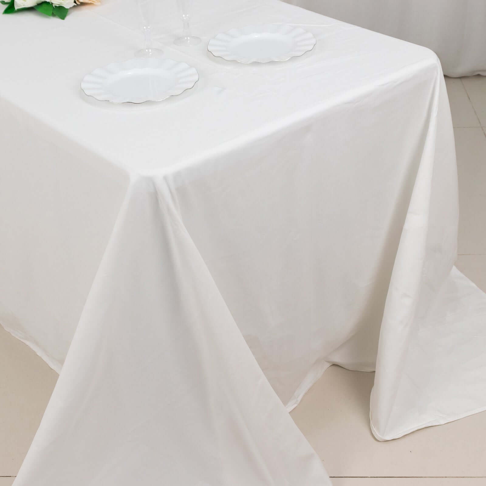 100% Cotton 90"x132" Rectangle Tablecloth White Linen - Seamless, Soft & Breathable Table Cover - Linen Luxes