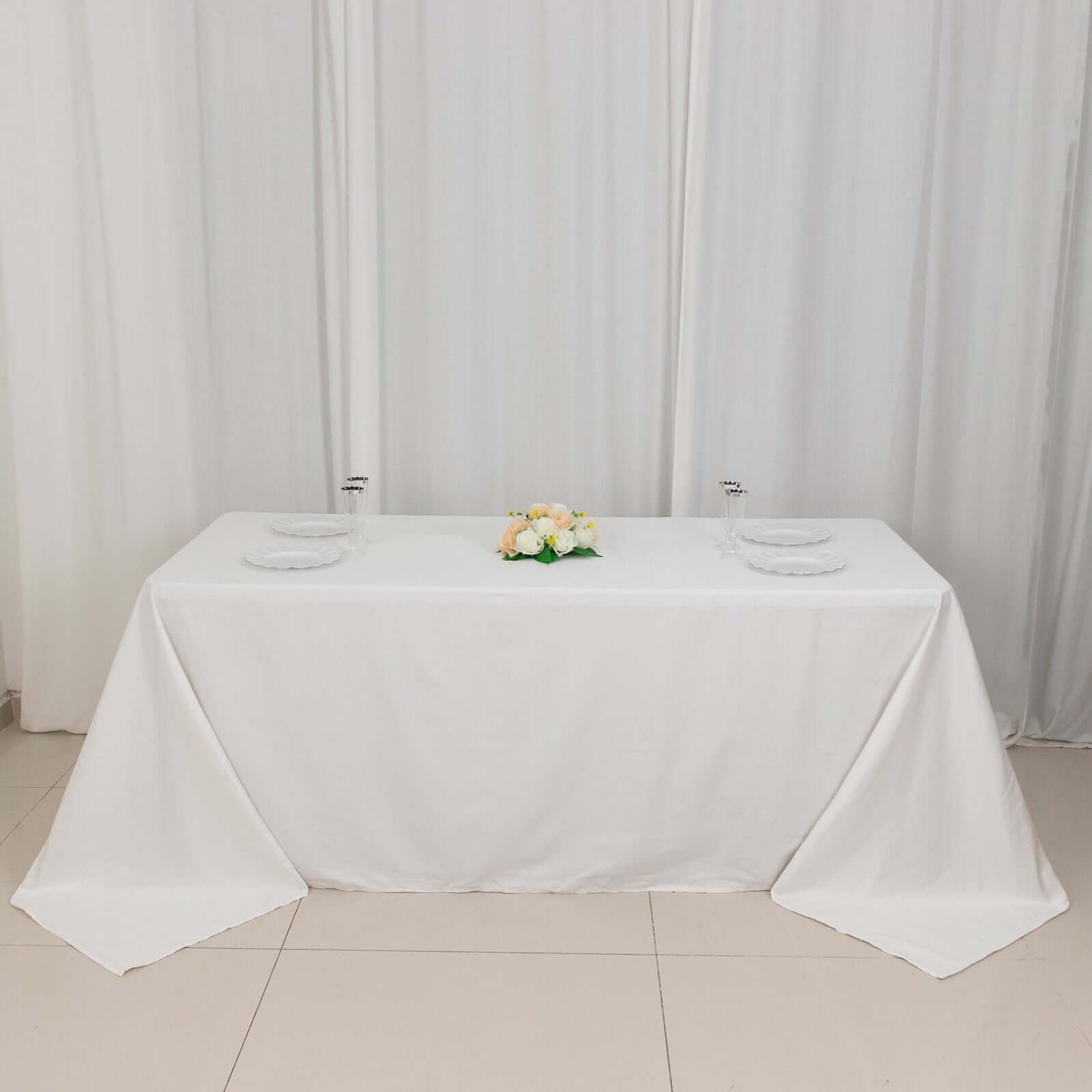 100% Cotton 90"x132" Rectangle Tablecloth White Linen - Seamless, Soft & Breathable Table Cover - Linen Luxes