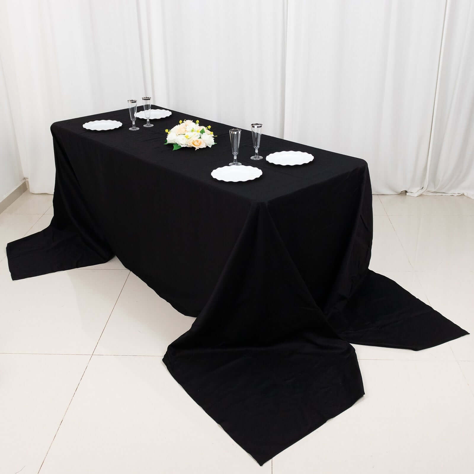 100% Cotton 90"x156" Rectangle Tablecloth Black Linen - Seamless, Soft & Breathable Table Cover - Linen Luxes
