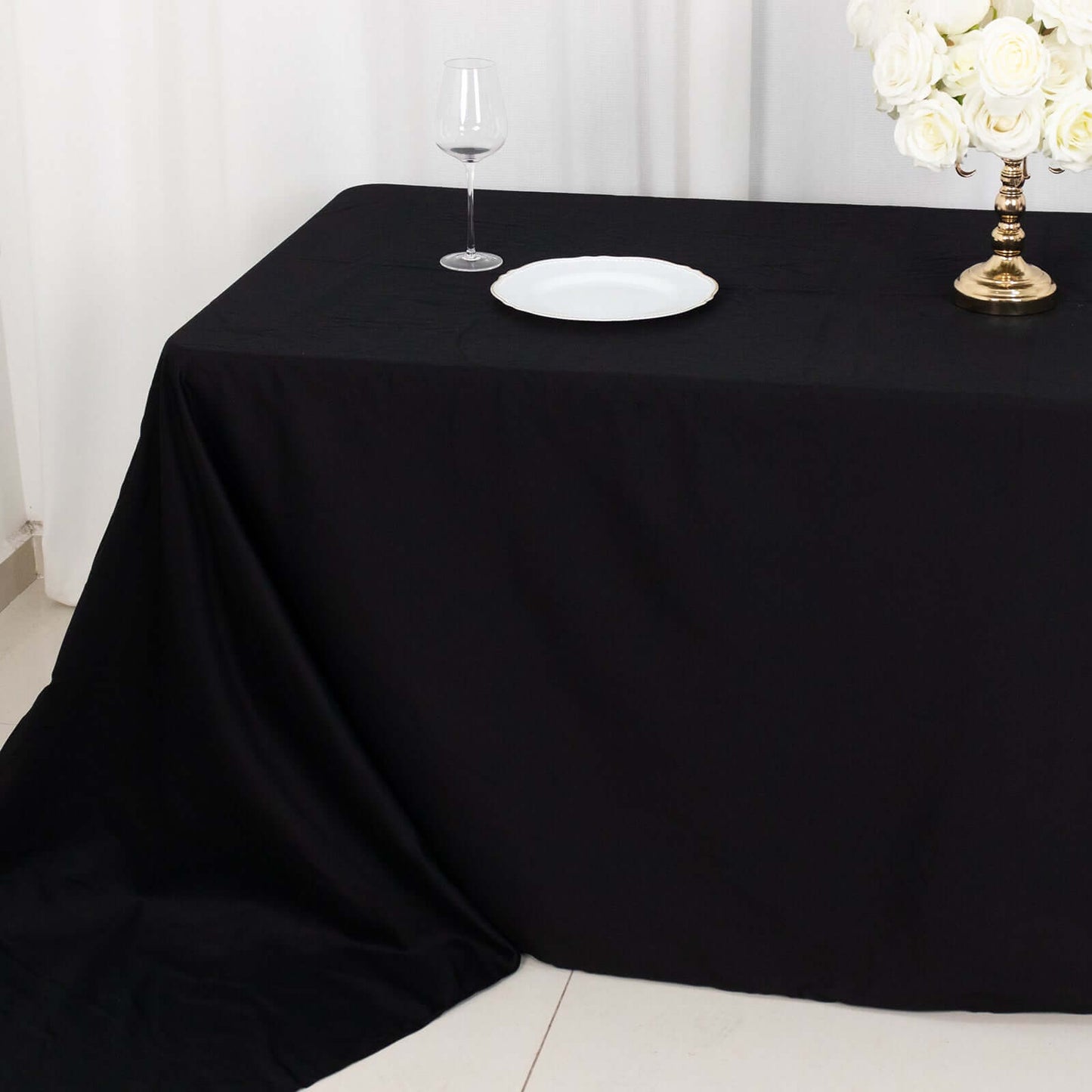 100% Cotton 90"x156" Rectangle Tablecloth Black Linen - Seamless, Soft & Breathable Table Cover - Linen Luxes