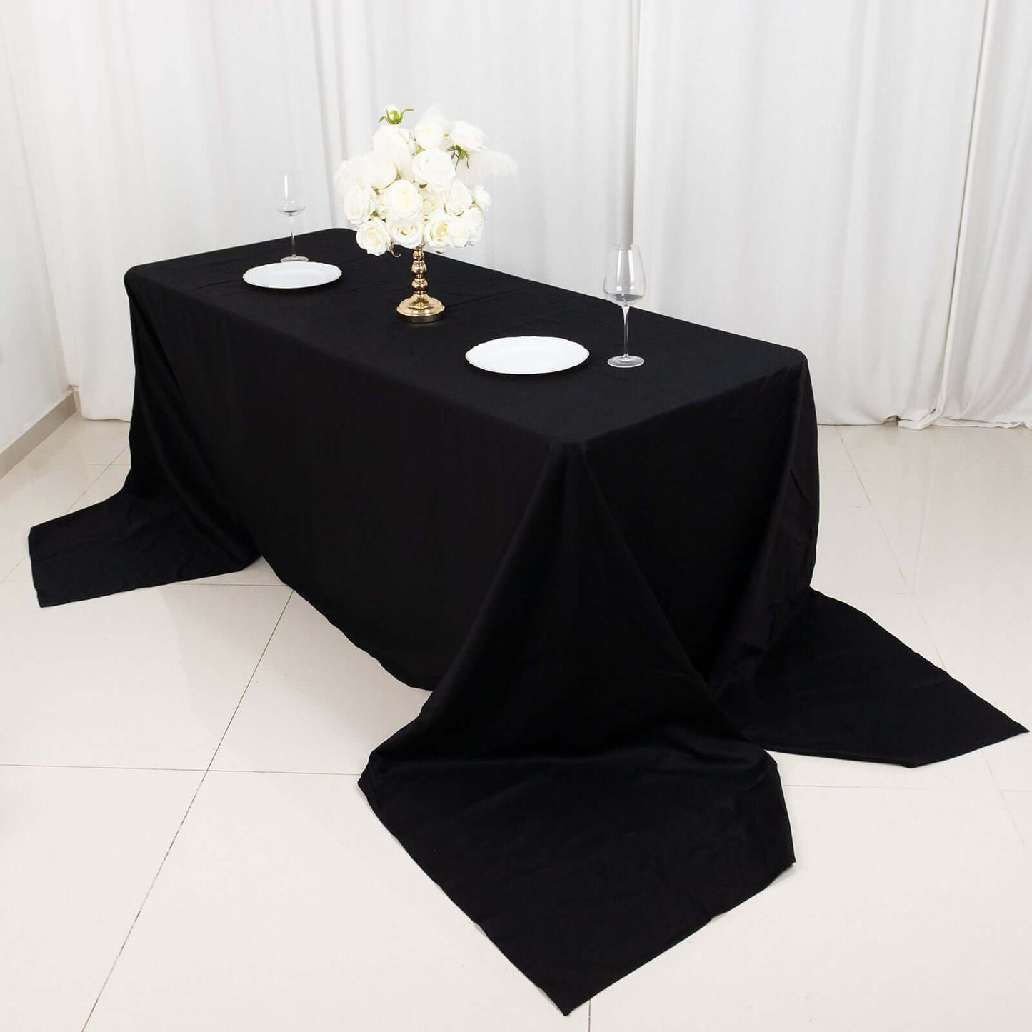100% Cotton 90"x156" Rectangle Tablecloth Black Linen - Seamless, Soft & Breathable Table Cover - Linen Luxes