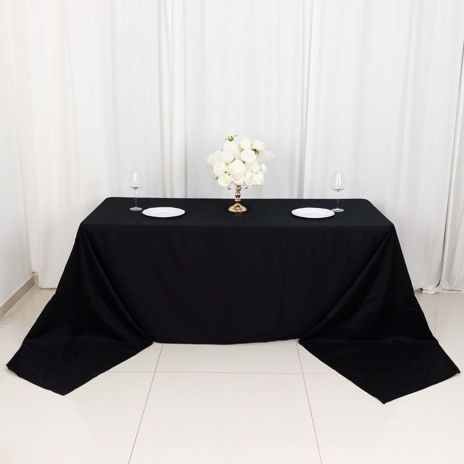 100% Cotton 90"x156" Rectangle Tablecloth Black Linen - Seamless, Soft & Breathable Table Cover - Linen Luxes
