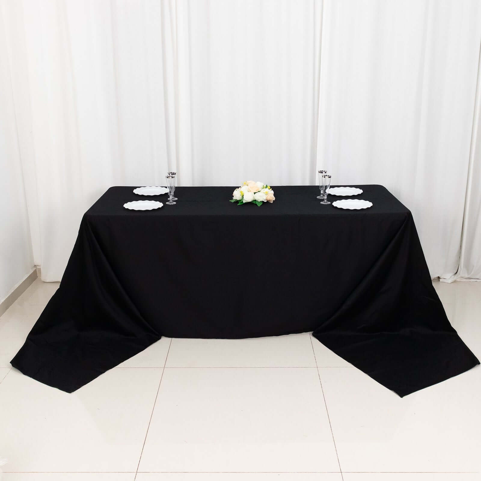 100% Cotton 90"x156" Rectangle Tablecloth Black Linen - Seamless, Soft & Breathable Table Cover - Linen Luxes