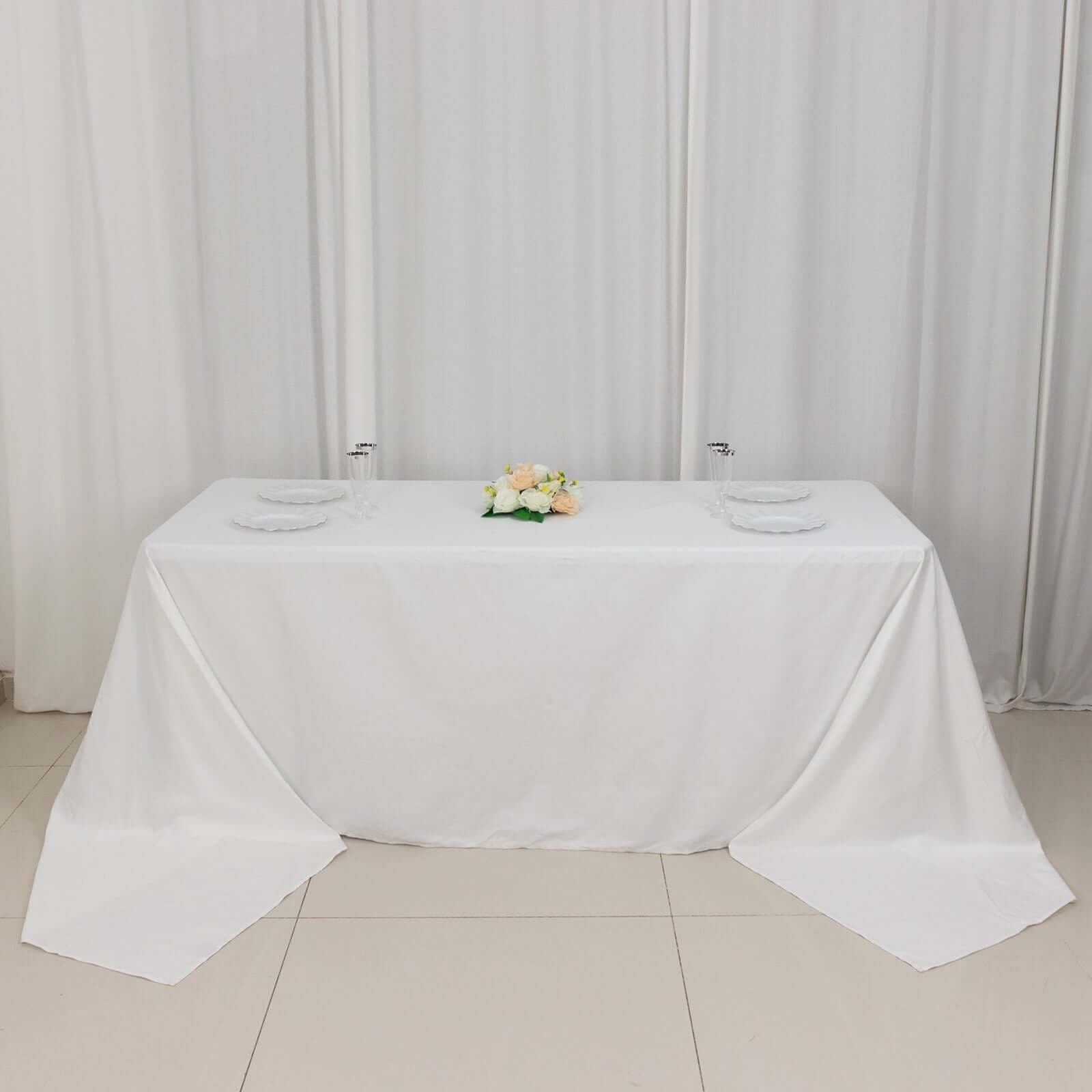 100% Cotton 90"x156" Rectangle Tablecloth White Linen - Seamless, Soft & Breathable Table Cover - Linen Luxes