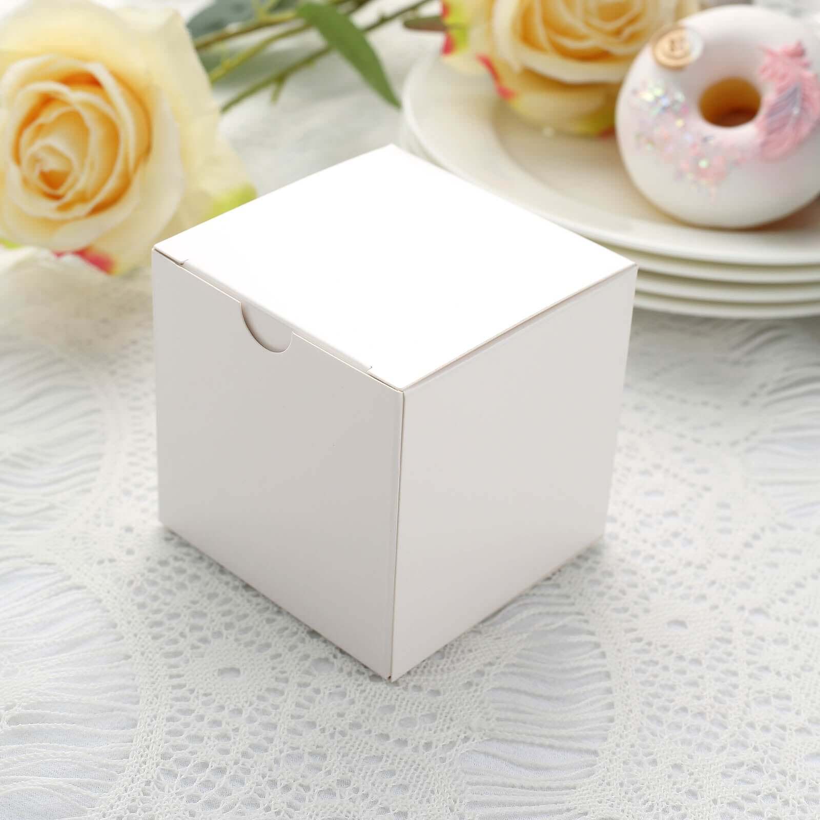 100 Pack 3" Easy DIY White Party Or Shower Favor Candy Gift Boxes - Linen Luxes