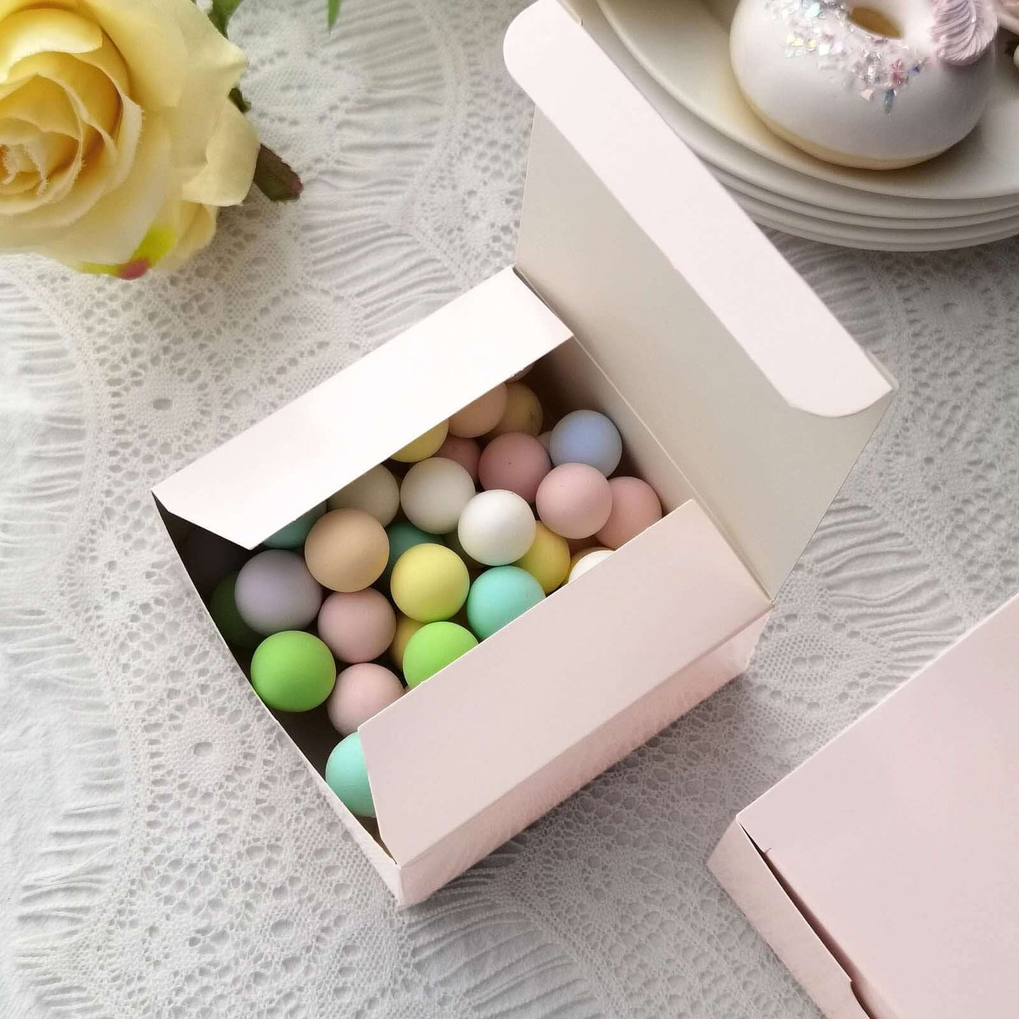 100 Pack 4"x4"x2" Blush Cake Cupcake Party Favor Gift Boxes, DIY - Linen Luxes