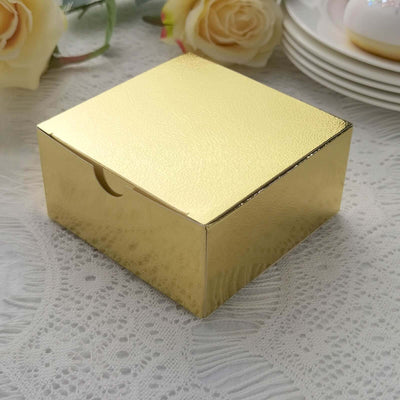 100 Pack 4"x4"x2" Gold Cake Cupcake Party Favor Gift Boxes, DIY - Linen Luxes