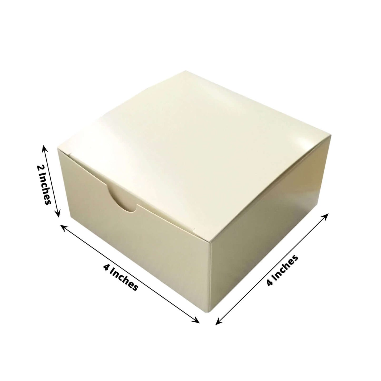 100 Pack 4"x4"x2" Ivory Cake Cupcake Party Favor Gift Boxes, DIY - Linen Luxes