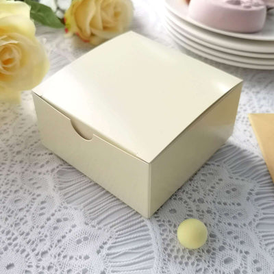 100 Pack 4"x4"x2" Ivory Cake Cupcake Party Favor Gift Boxes, DIY - Linen Luxes