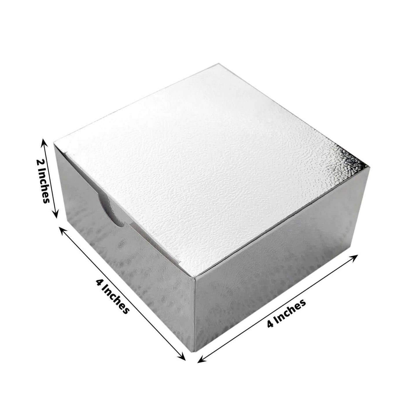 100 Pack 4"x4"x2" Silver Cake Cupcake Party Favor Gift Boxes, DIY - Linen Luxes