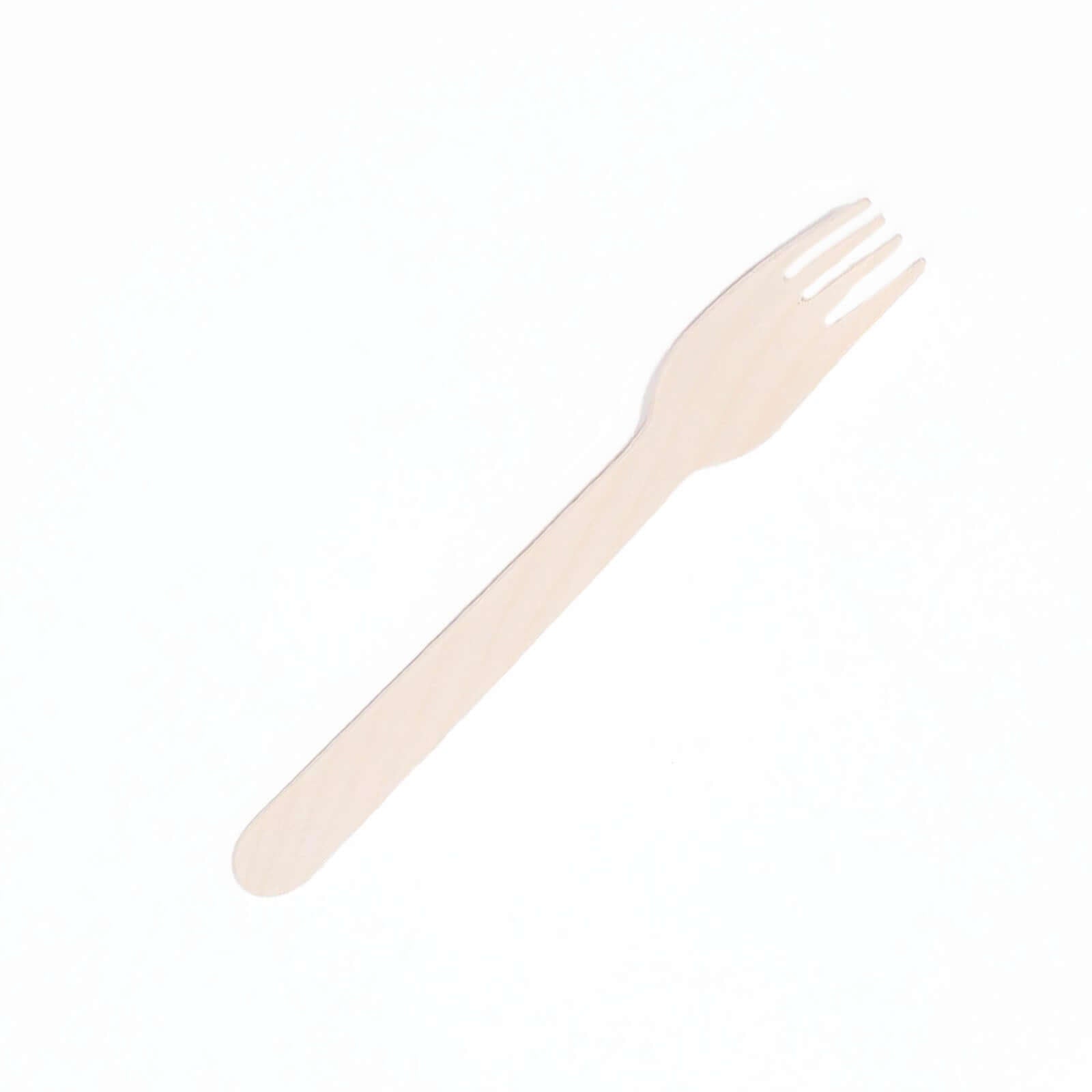 100 - Pack Birchwood Forks Natural - Eco Friendly Biodegradable Wooden Utensils for Rustic Themes & Outdoor Parties 6" - Linen Luxes