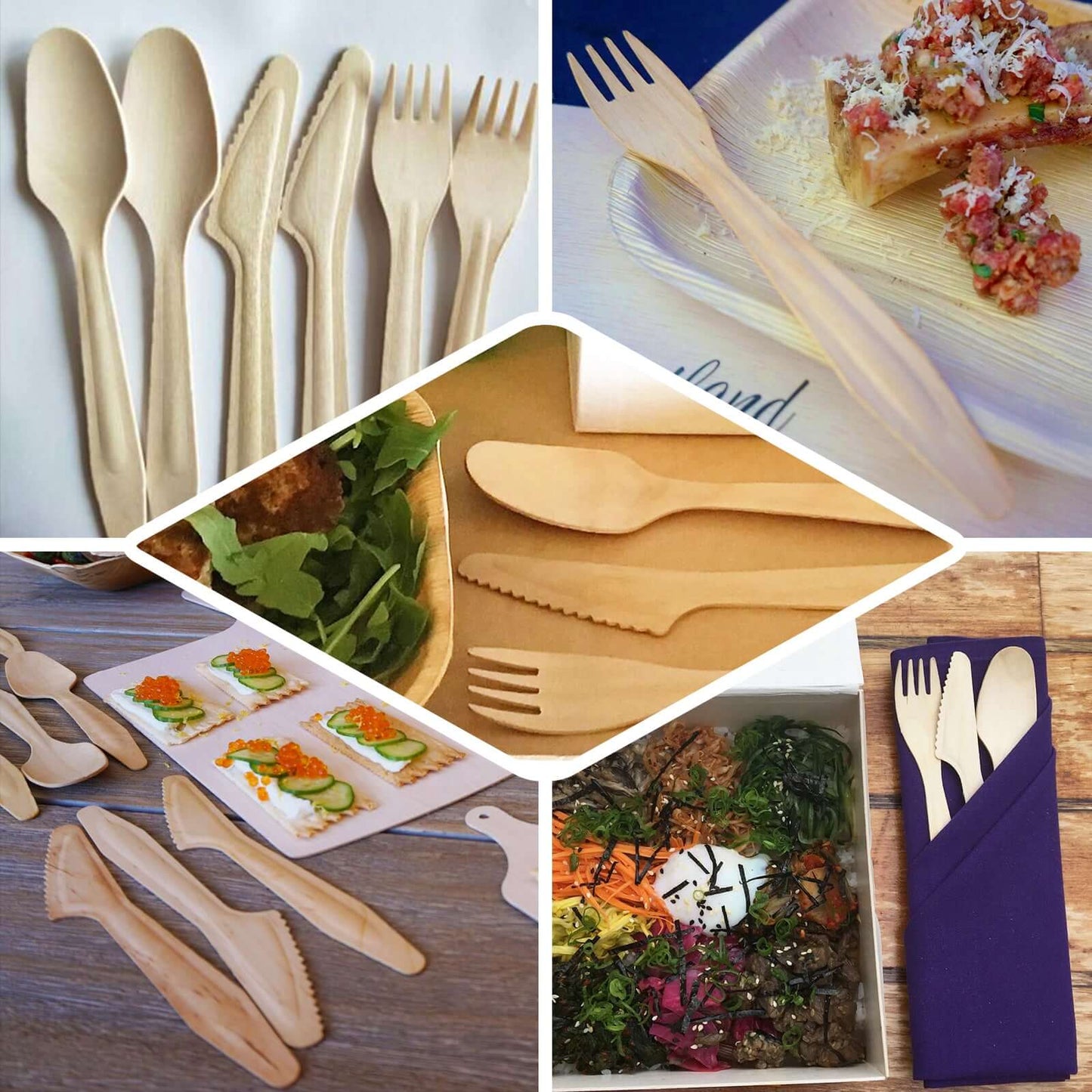 100 - Pack Birchwood Spoons Natural - Eco Friendly Biodegradable Wooden Utensils for Rustic Themes & Outdoor Parties 6" - Linen Luxes