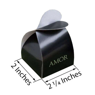 100 Pack Chocolate Brown Amor Heart Twist Top Party Favor Candy Gift Boxes - Linen Luxes