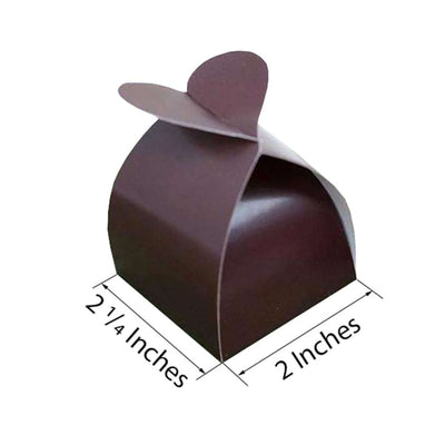 100 Pack Chocolate Heart Shaped Twist Top Wedding Favor Gift Boxes - Linen Luxes
