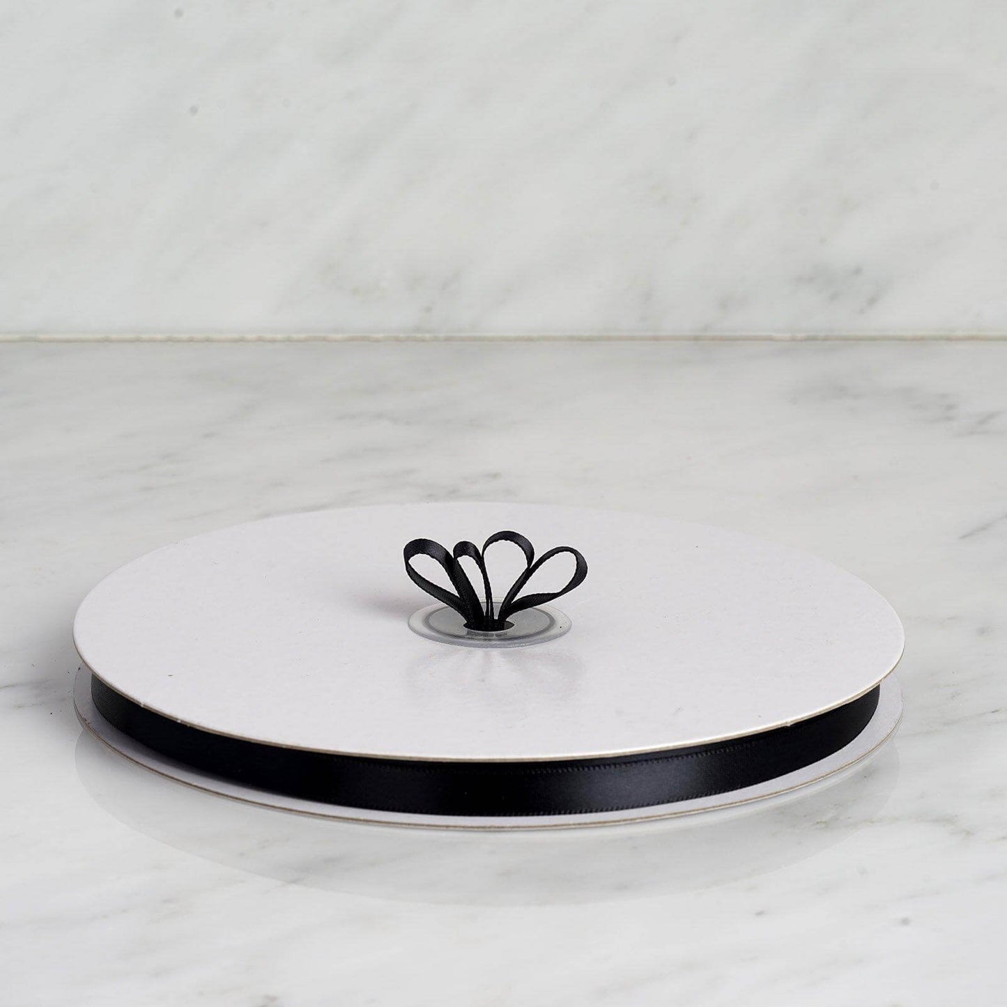 100 Yards 3/8" Black Single Face Decorative Satin Ribbon - Linen Luxes