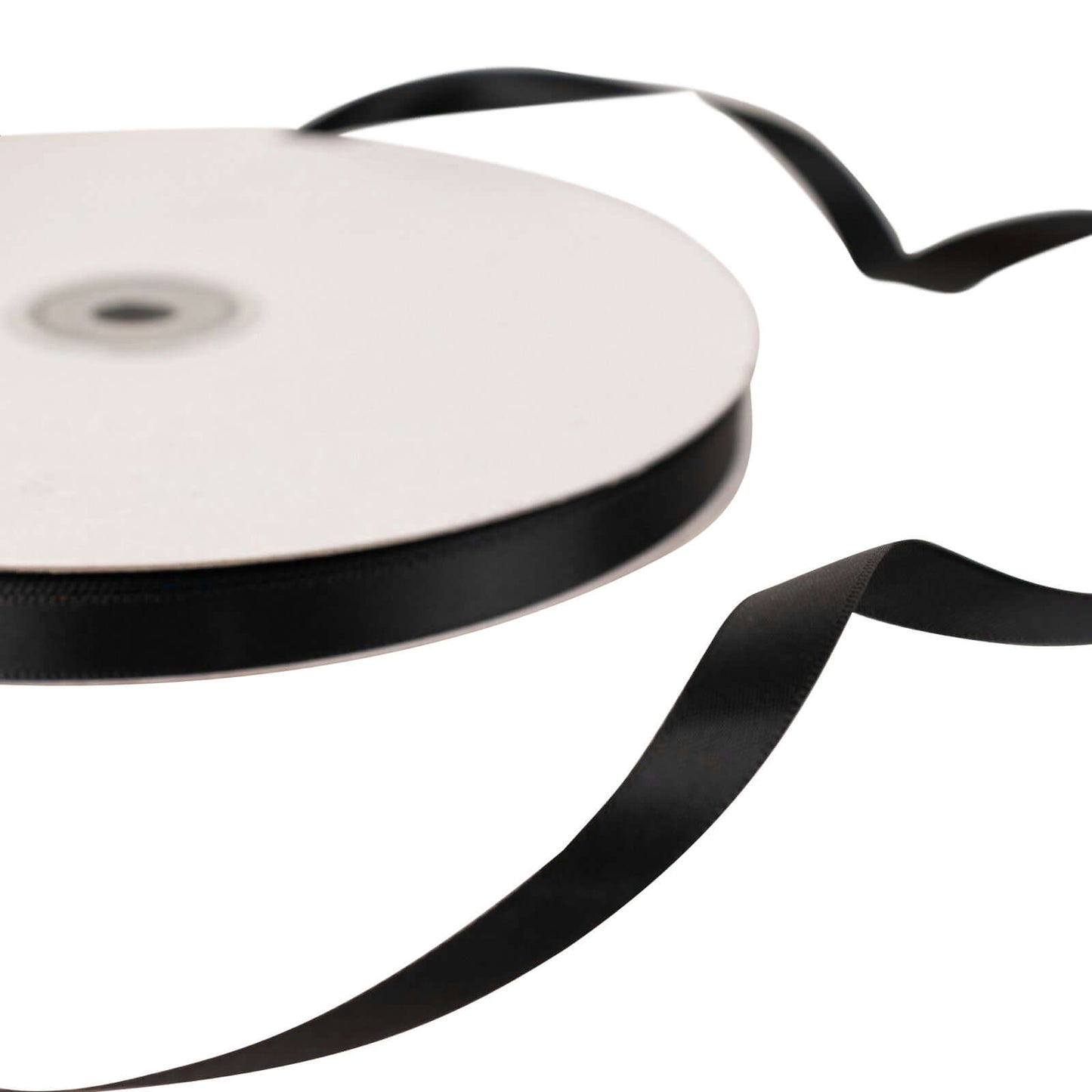 100 Yards 3/8" Black Single Face Decorative Satin Ribbon - Linen Luxes