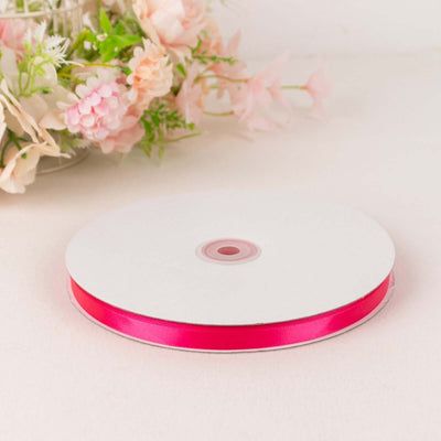 100 Yards 3/8" Fuchsia Single Face Decorative Satin Ribbon - Linen Luxes