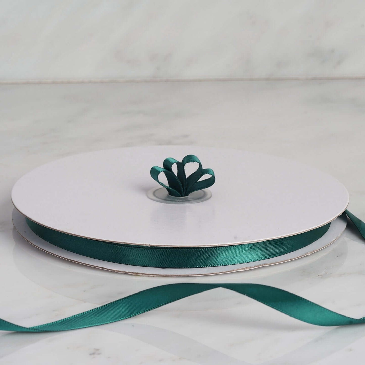 100 Yards 3/8" Hunter Emerald Green Single Face Decorative Satin Ribbon - Linen Luxes