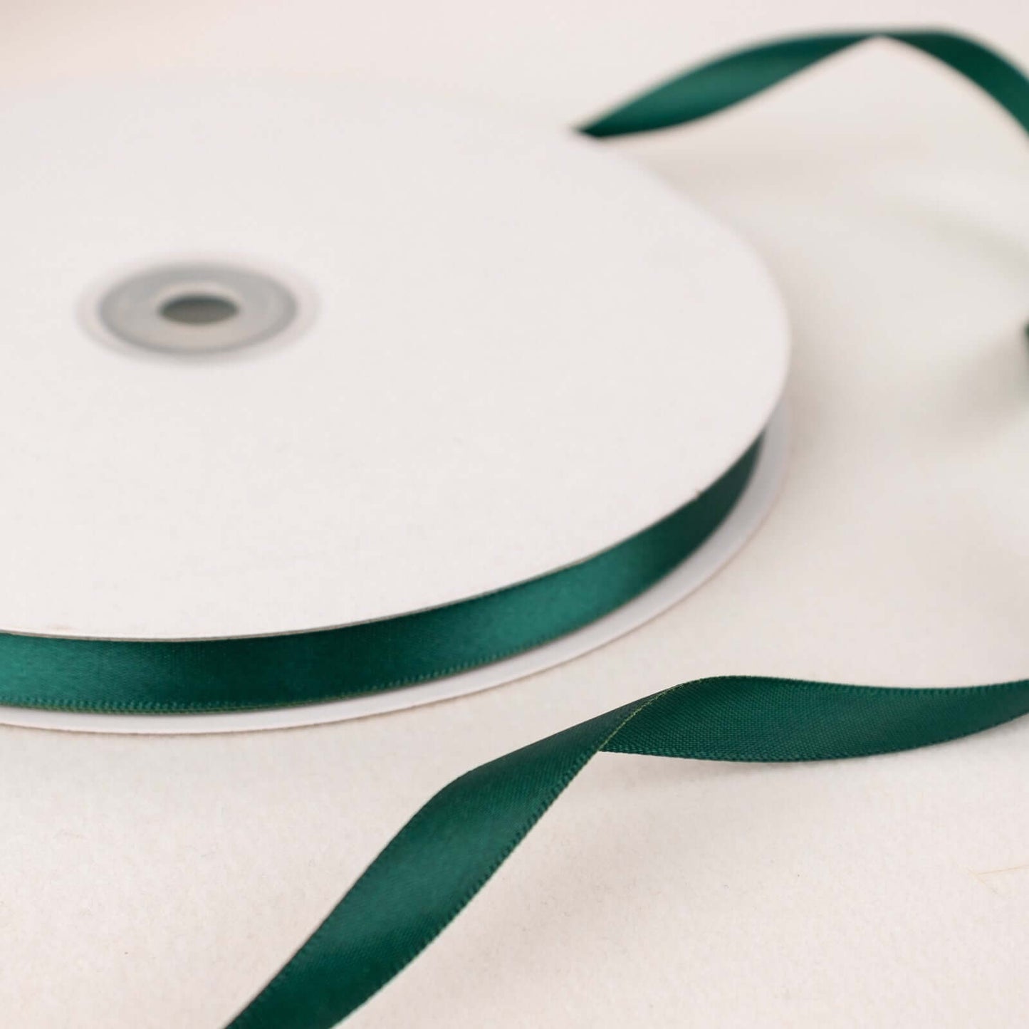 100 Yards 3/8" Hunter Emerald Green Single Face Decorative Satin Ribbon - Linen Luxes