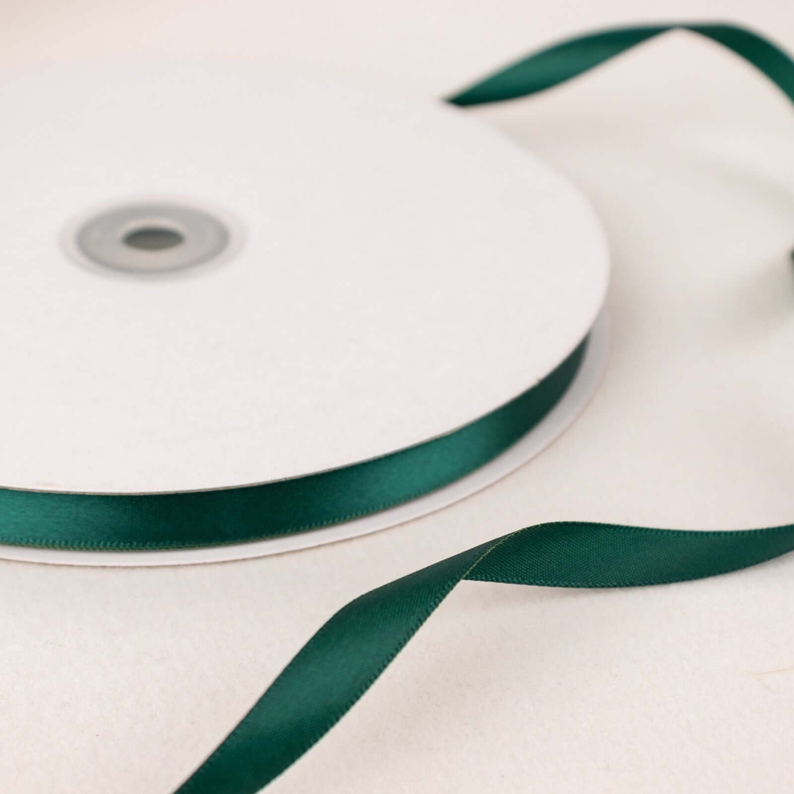 100 Yards 3/8" Hunter Emerald Green Single Face Decorative Satin Ribbon - Linen Luxes