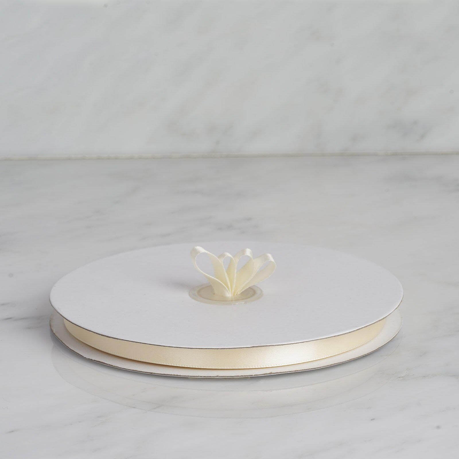 100 Yards 3/8" Ivory Single Face Decorative Satin Ribbon - Linen Luxes