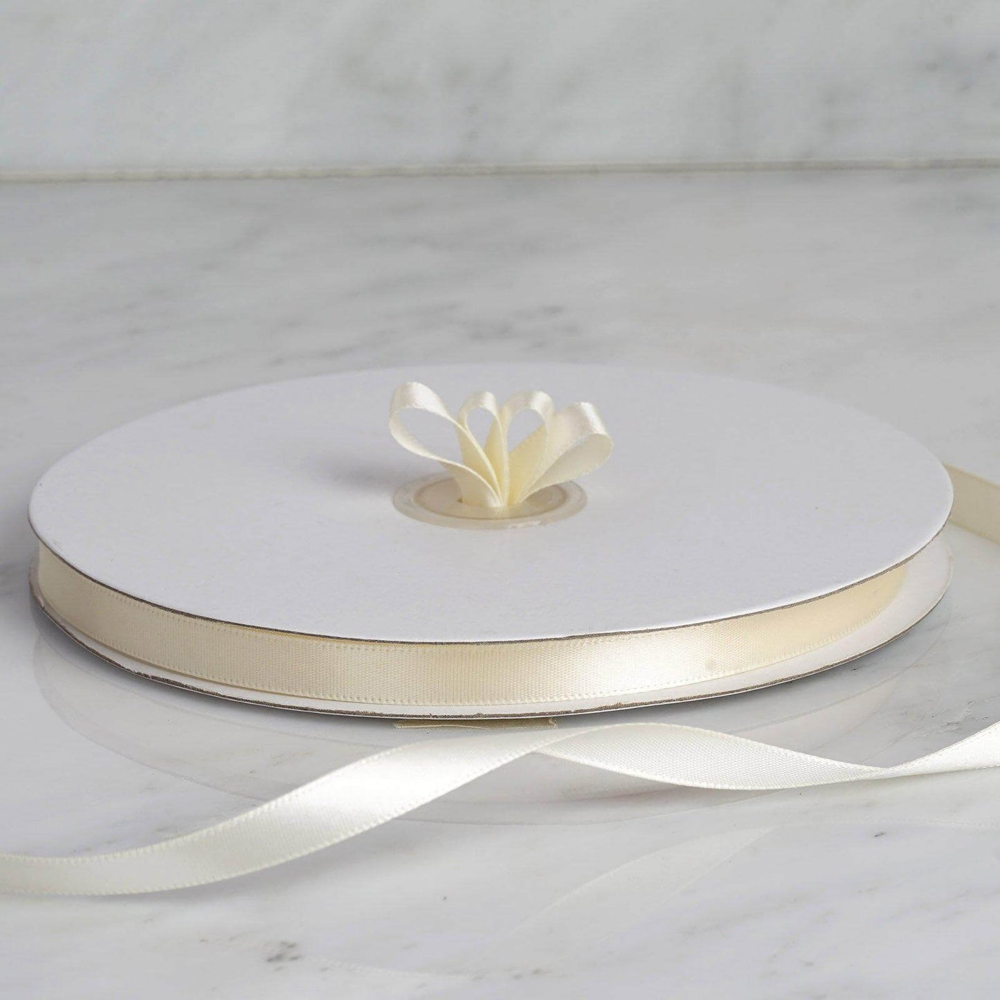 100 Yards 3/8" Ivory Single Face Decorative Satin Ribbon - Linen Luxes