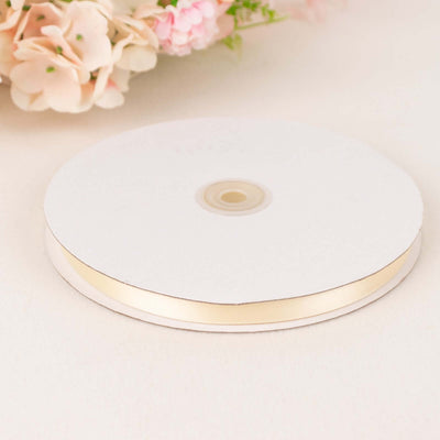 100 Yards 3/8" Ivory Single Face Decorative Satin Ribbon - Linen Luxes
